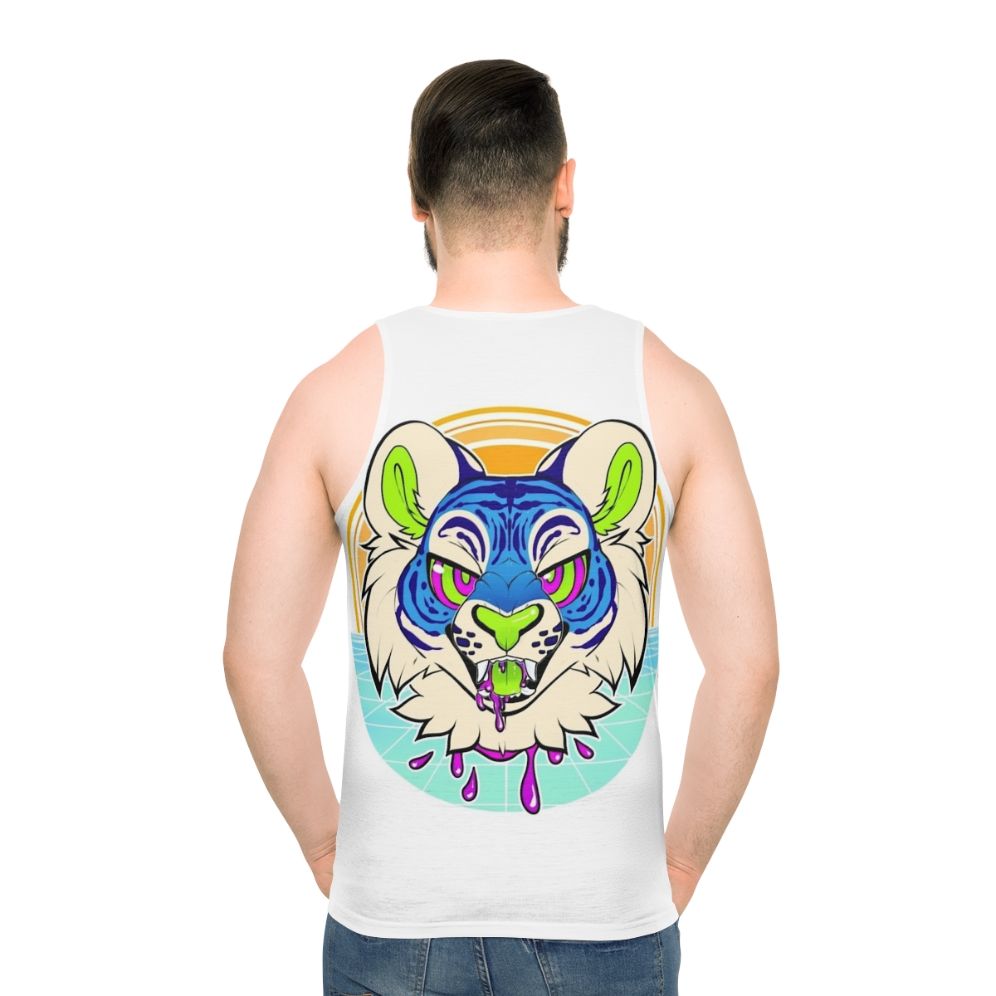 Vaporwave Tiger Anthro Unisex Tank Top - men back