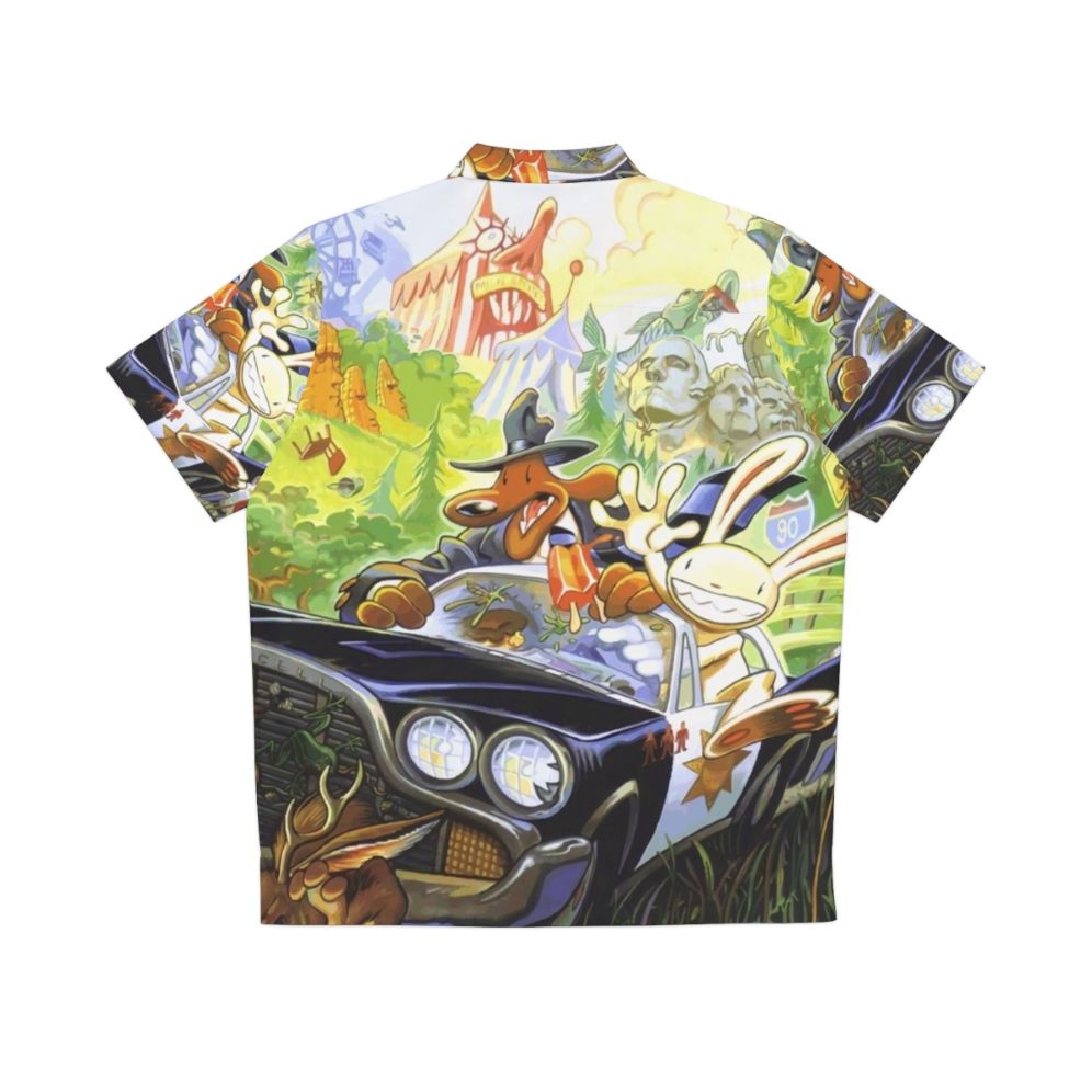 Retro Gamer Hawaiian Shirt with Hit The Road Adventure Design - Back