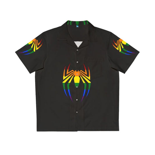 Spider Symbol Rainbow Hawaiian Shirt - Superhero, Gaming, Comic Book Inspired Design
