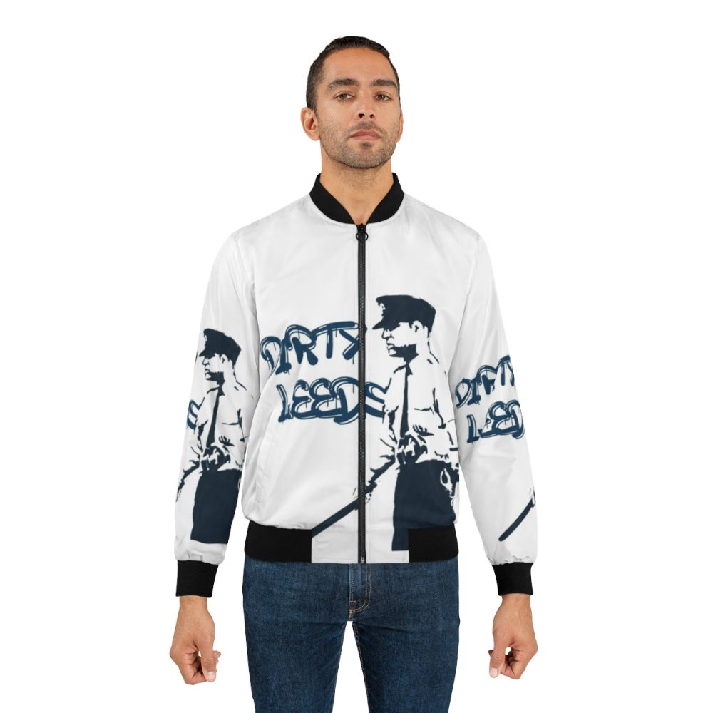 Leeds United bomber jacket with "Dirty Leeds" text - Lifestyle