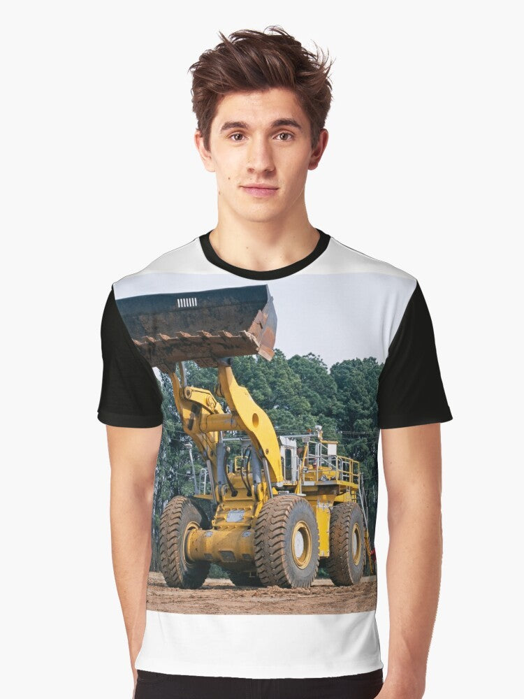 Wheel loader graphic T-shirt featuring a powerful construction vehicle from the United States - Men