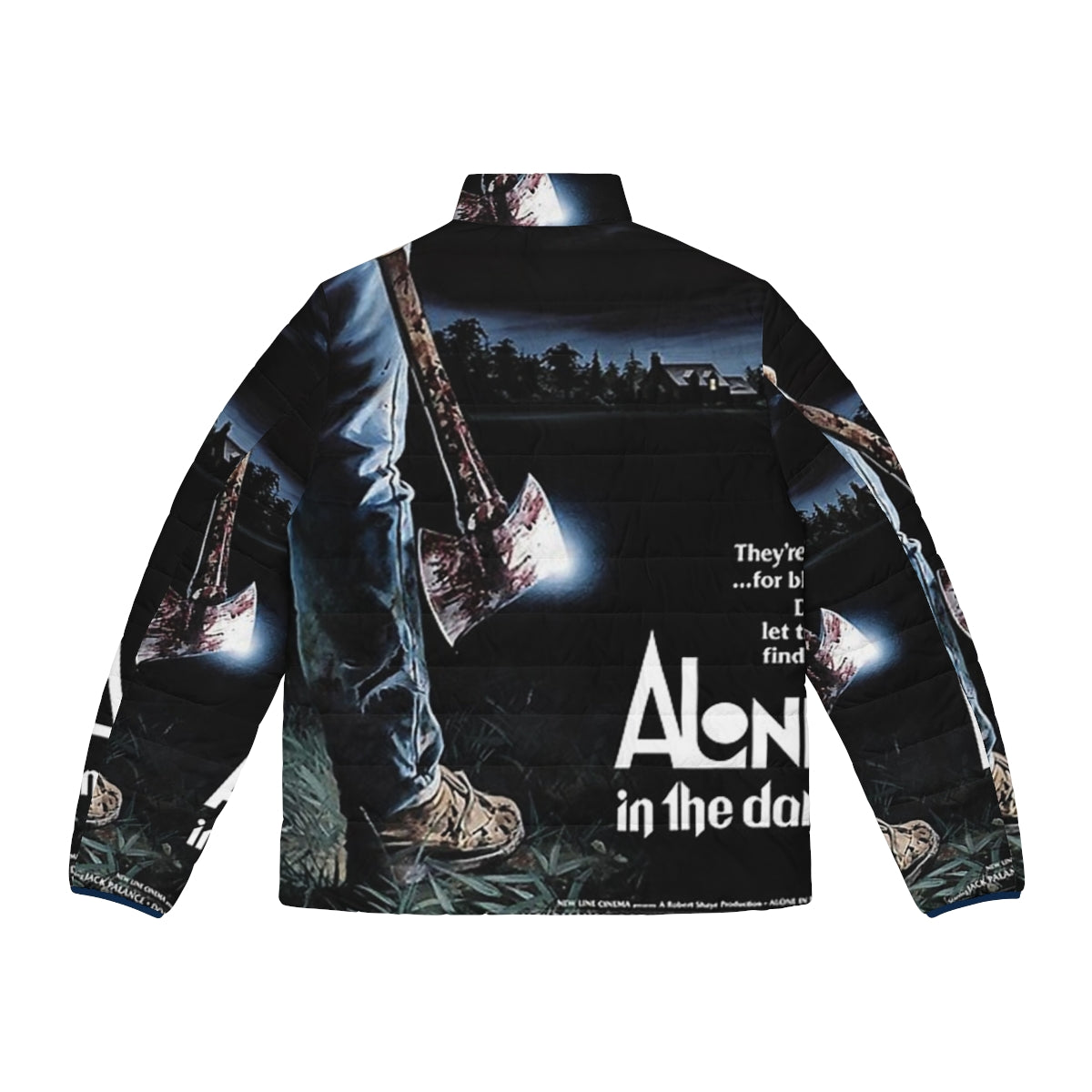 Horror themed puffer jacket featuring Alone In The Dark movie graphics - Back