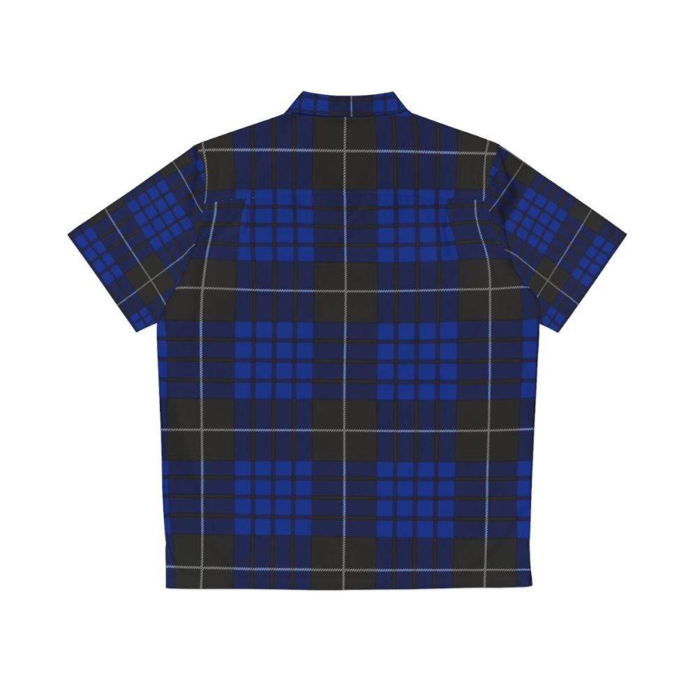 Blue and Black Tartan Plaid Hawaiian Shirt - Back