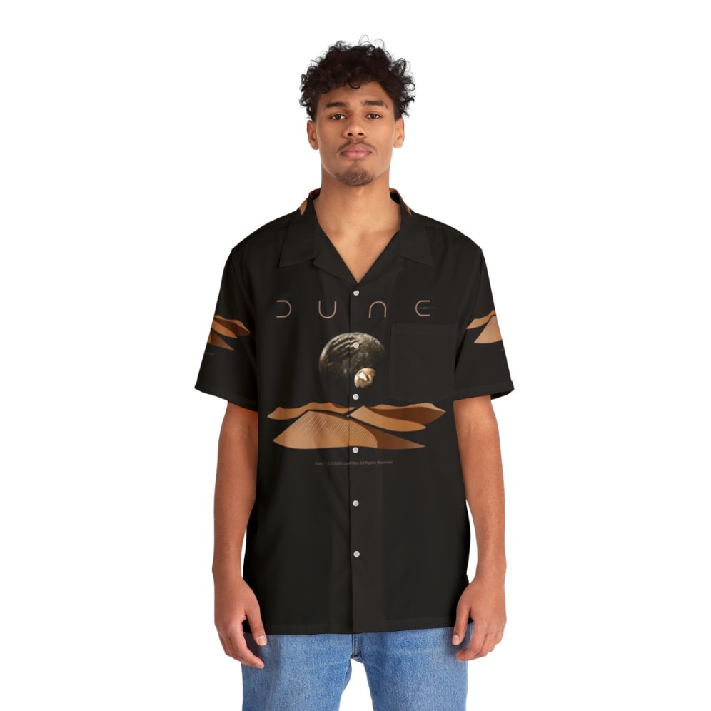 Dune Landscape With Moons of Arrakis Hawaiian Shirt Design - People Front