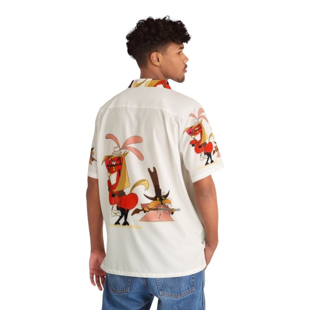 Illustration of horses and marmots in a wild west setting on a Hawaiian shirt - People Back