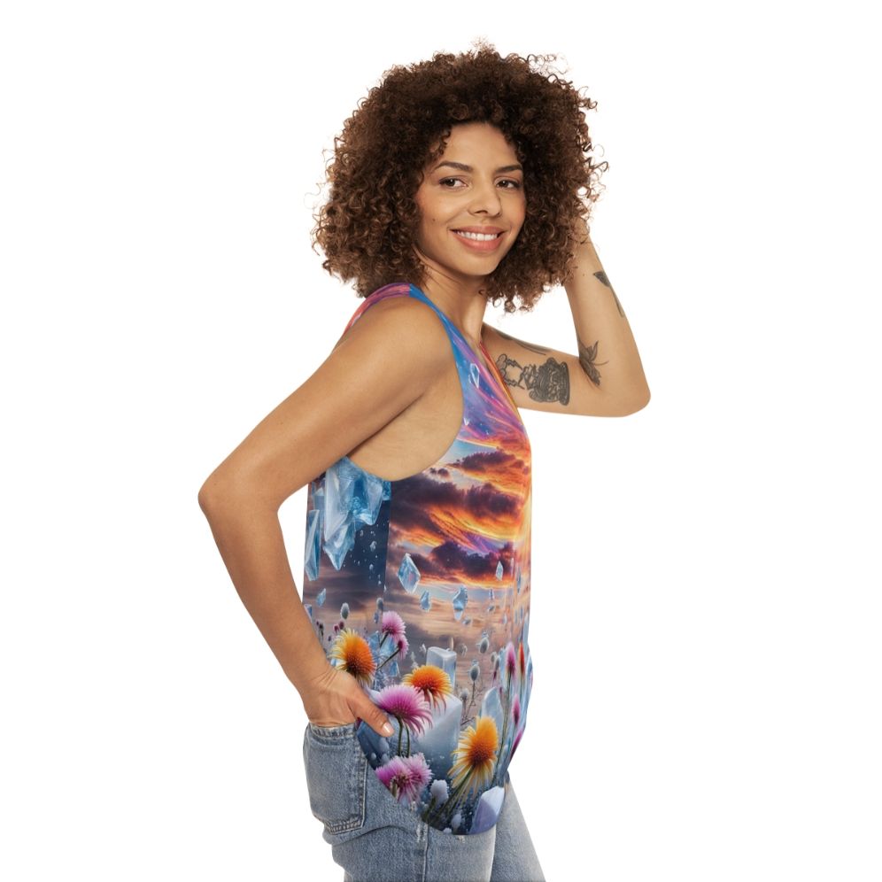 Flower Sunset Unisex Tank Top - women side