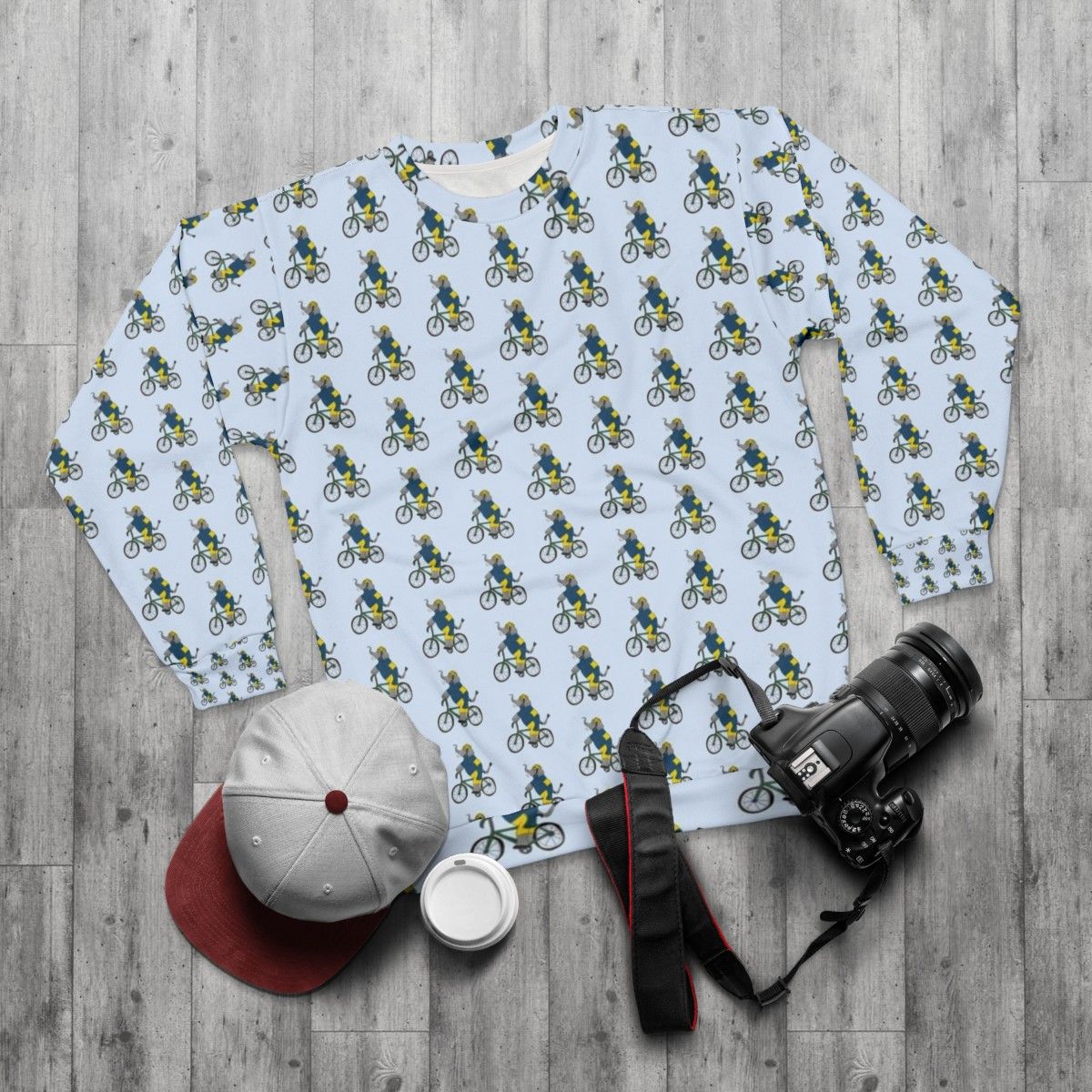 Cyclist Elephant Sweatshirt - flat lay