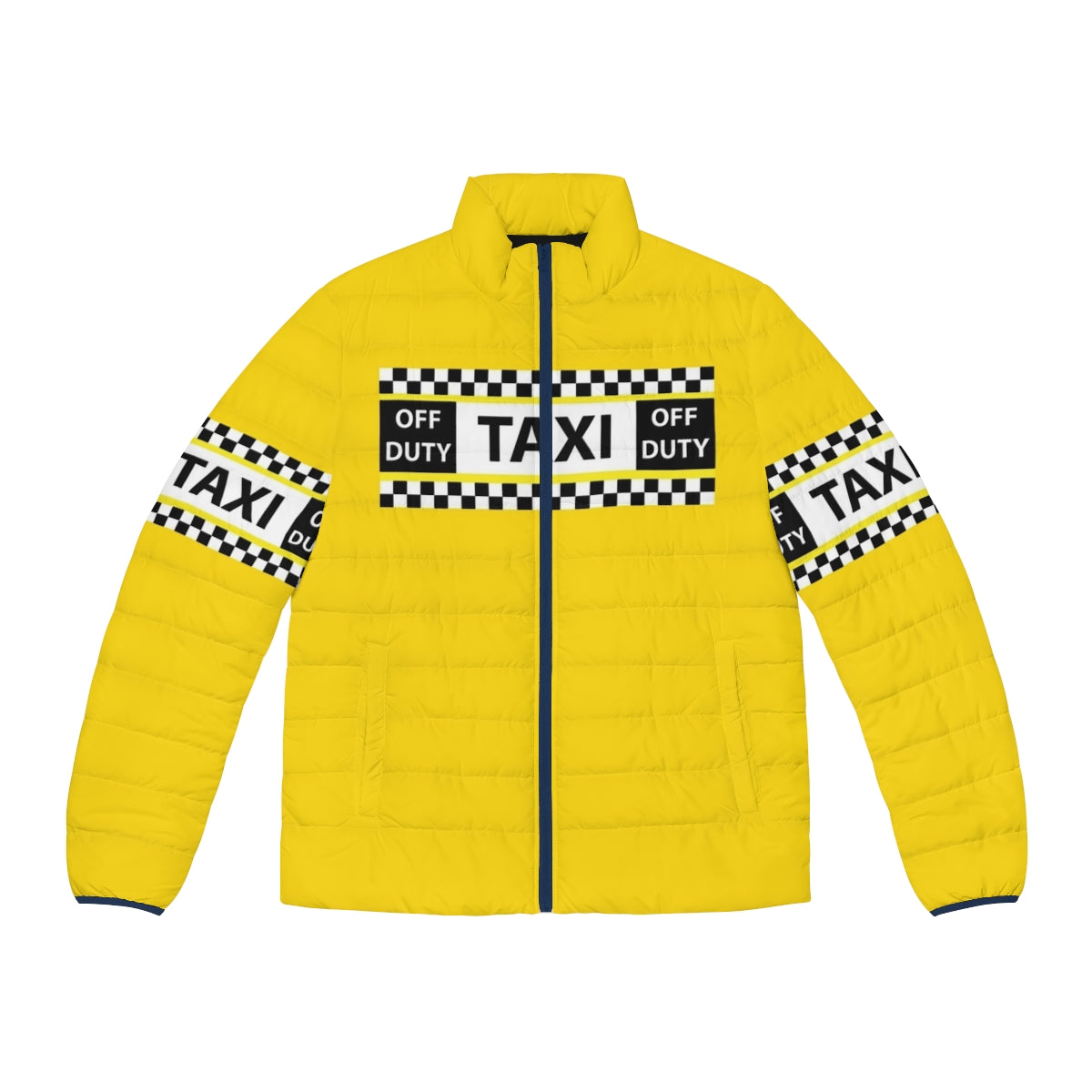 New York yellow taxi cab puffer jacket with checkered pattern