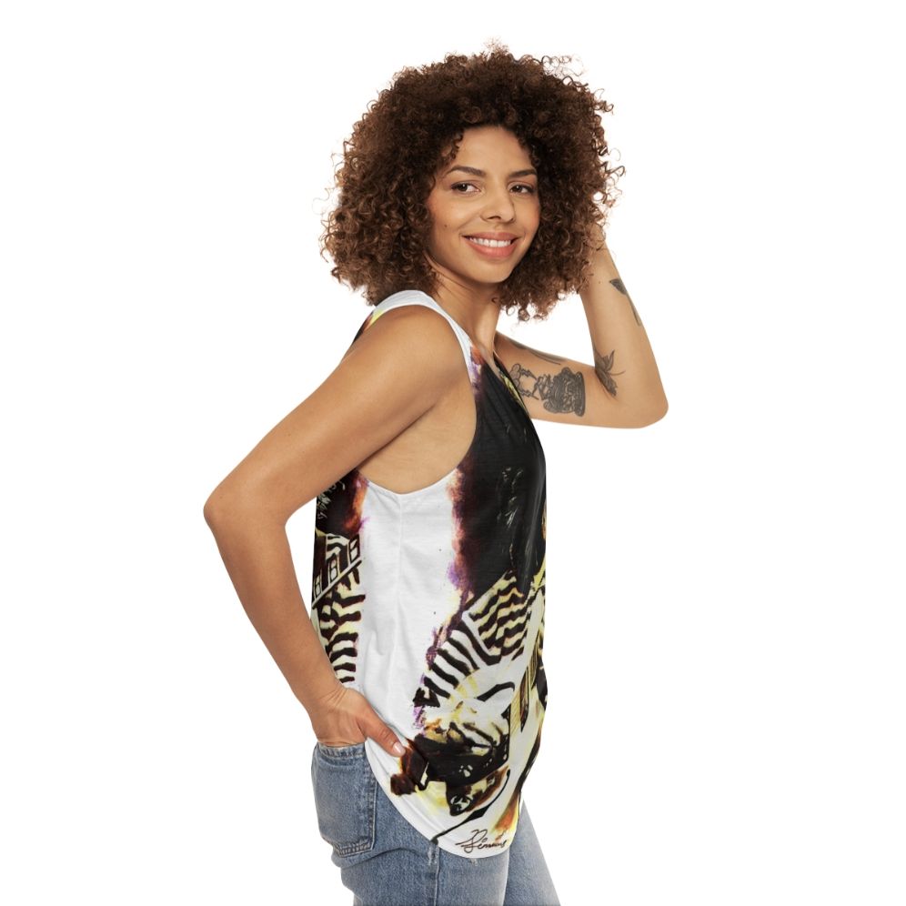 Pat Metheny inspired unisex tank top for jazz music lovers - women side