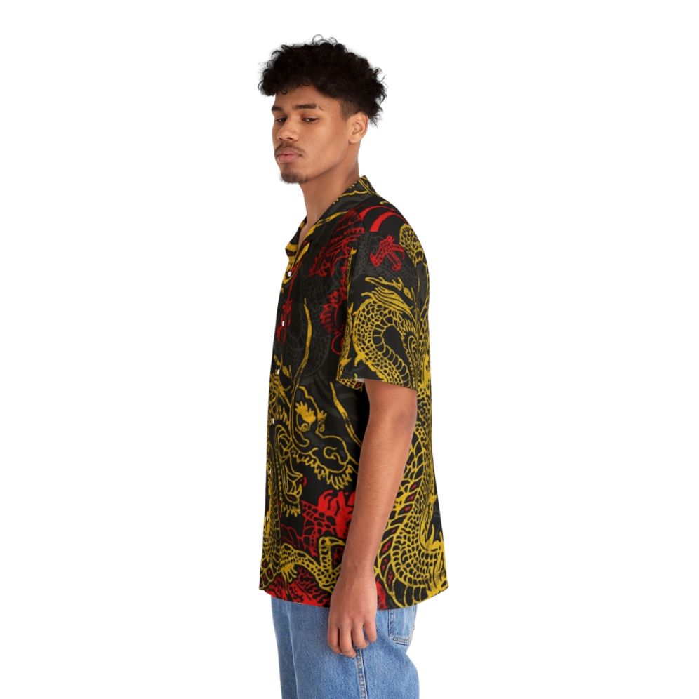 Golden Chinese dragon pattern Hawaiian shirt - People Left