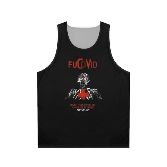 Unisex tank top with pandemic sculpture art design