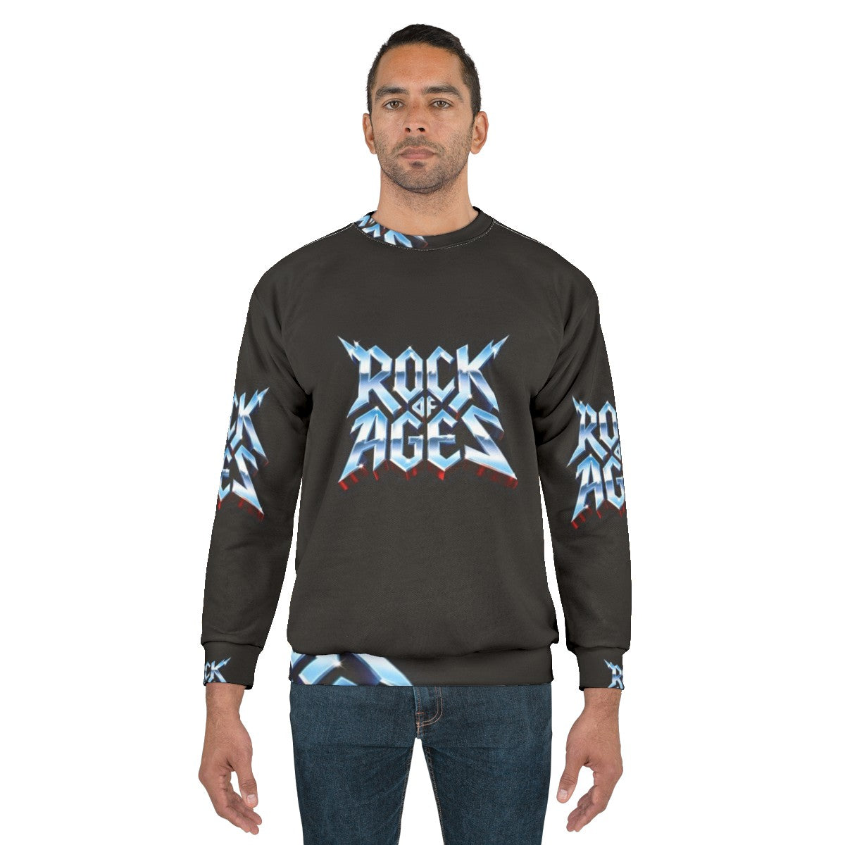 Rock of Ages Metallic Sweatshirt - Vintage Heavy Metal Band Apparel - men