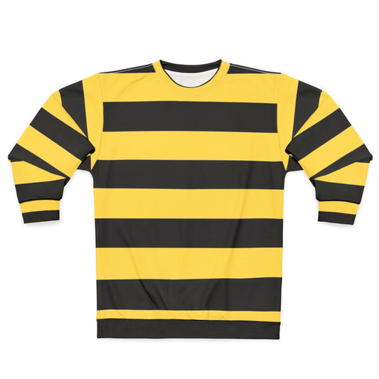 Bumble bee sweatshirt with bright yellow and black contrasting patterns