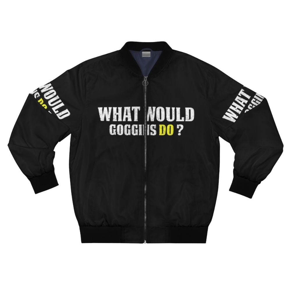 Motivational vintage Goggins bomber jacket with inspirational text