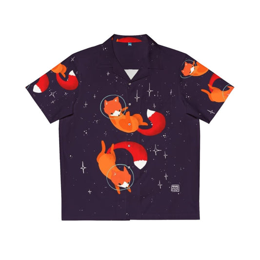 Galactic Foxes Hawaiian Shirt featuring cute space foxes in a digital art style