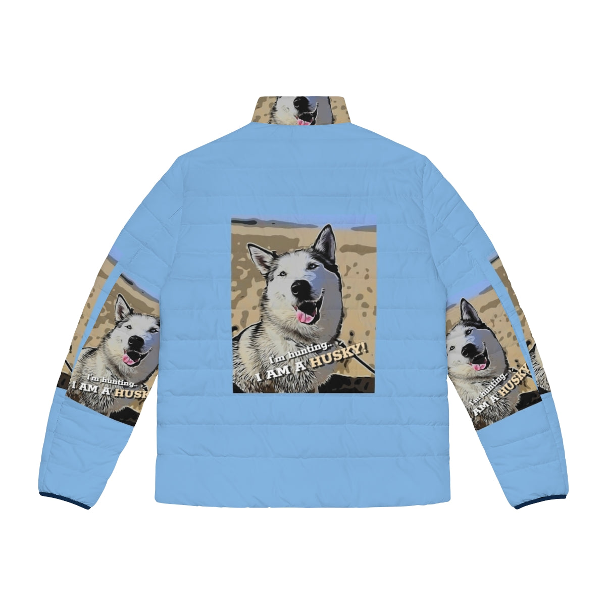 Siberian Husky wearing a stylish puffer jacket - Back