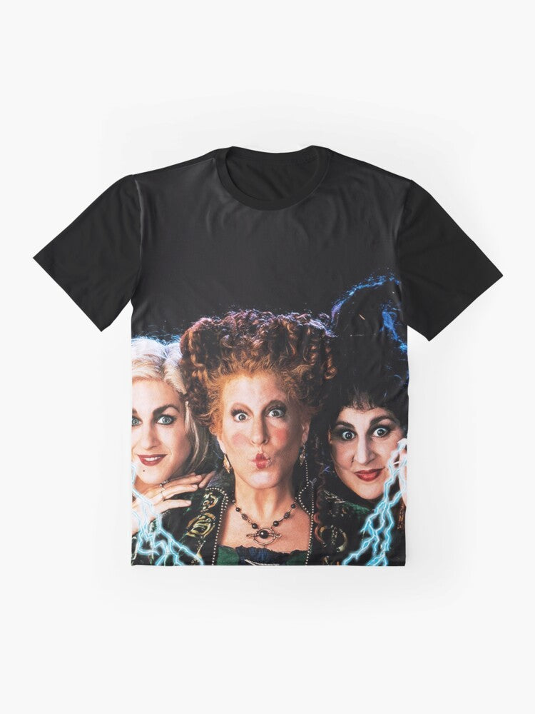 Hocus Pocus graphic t-shirt featuring a spooky and magical design - Flat lay