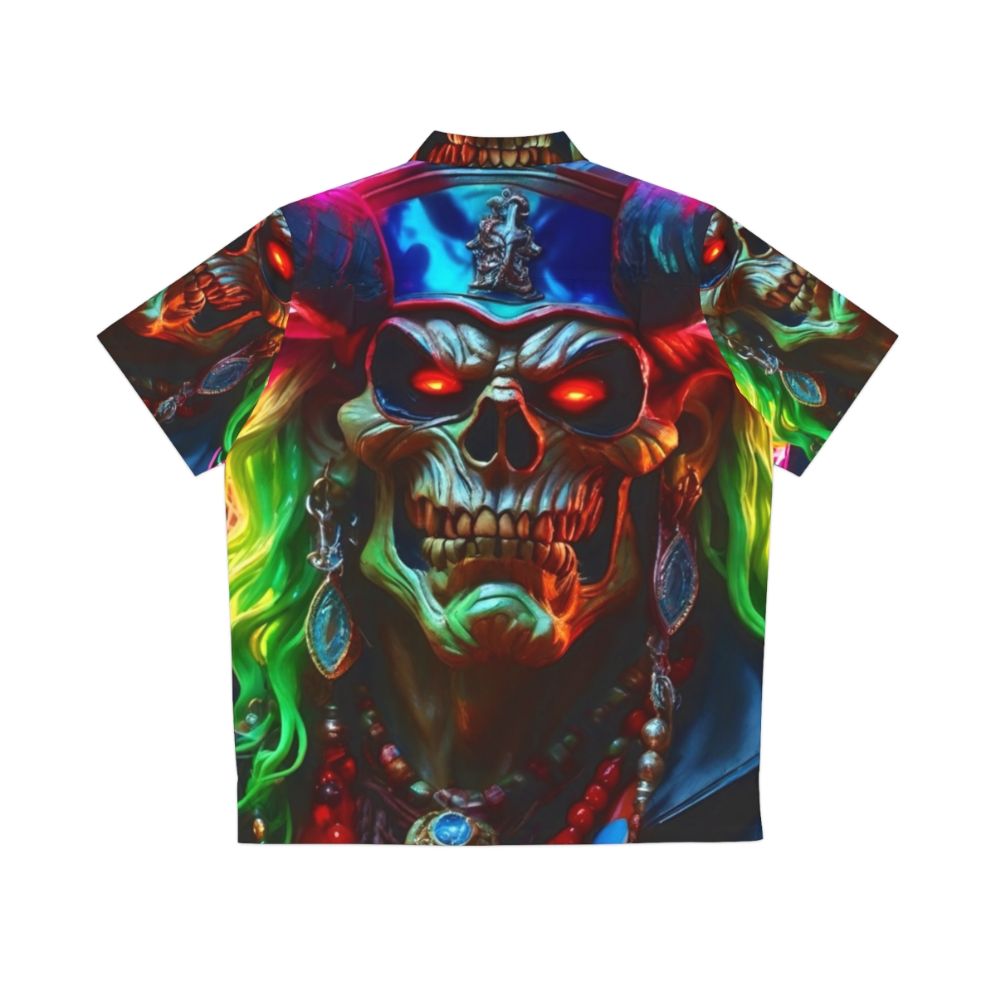 Biker Pirate Hawaiian Skull Shirt - Horror 80s Motorcycle Demon - Back