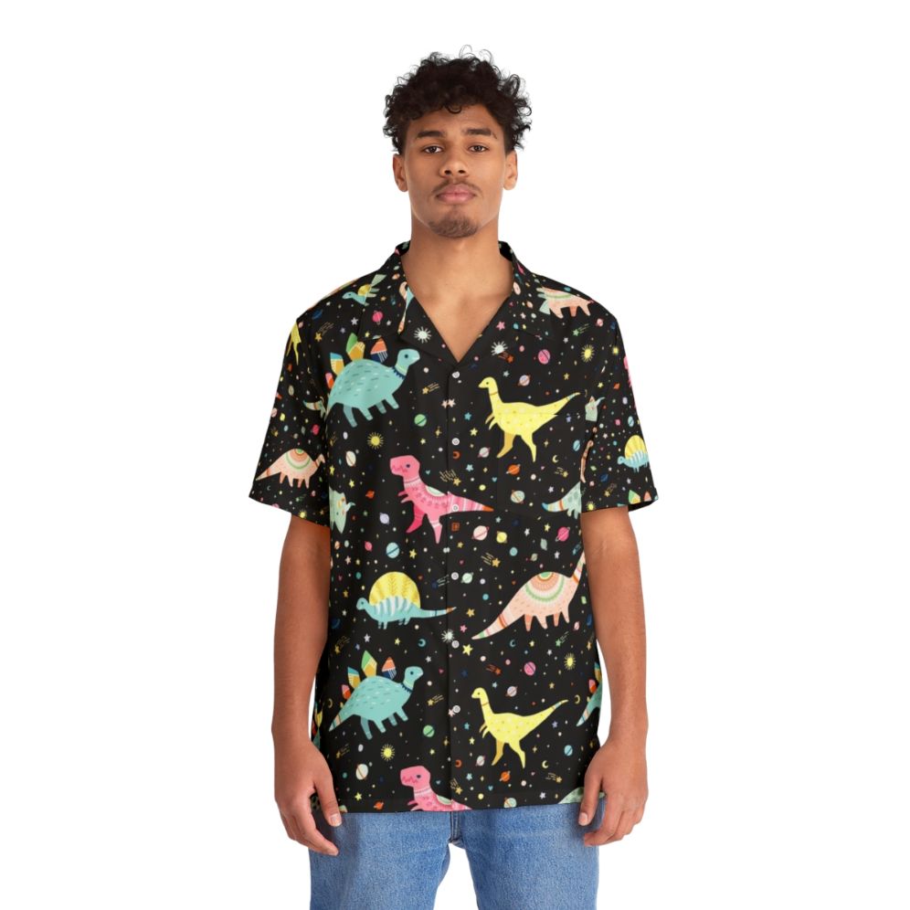 Colorful dinosaur pattern hawaiian shirt for children - People Front