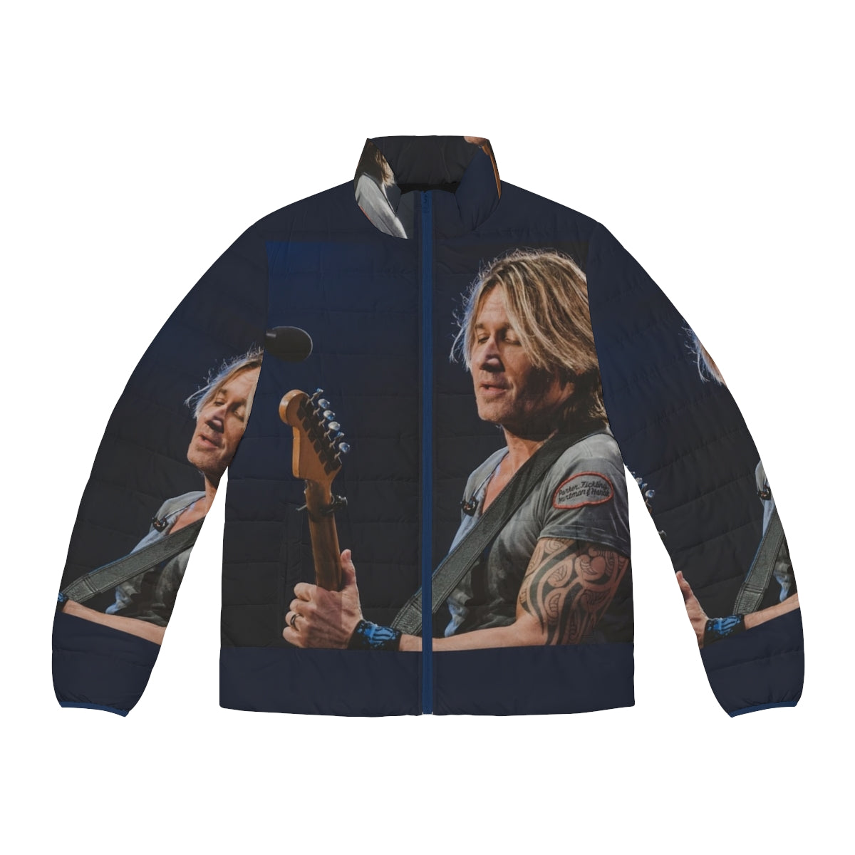 Keith Urban concert photography printed on a puffer jacket