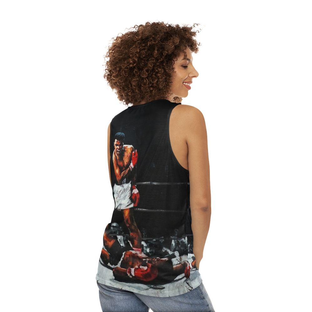 Muhammad Ali knocking out Sonny Liston sports boxing tank top - women back