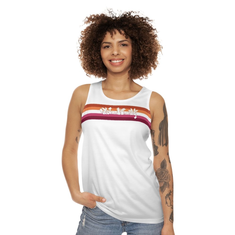 Unisex tank top with vibrant LGBTQ+ pride design - women