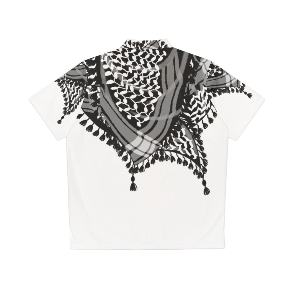 Black and white keffiyeh pattern Hawaiian shirt - Back