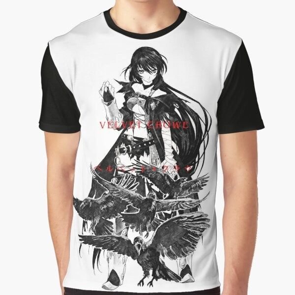 Graphic t-shirt featuring a pencil-drawn design with an anime-inspired revenge theme, inspired by the Tales of Berseria video game.