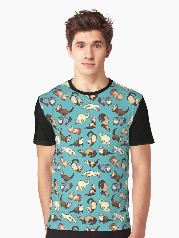 Cute graphic t-shirt with cat snake pattern design - Men