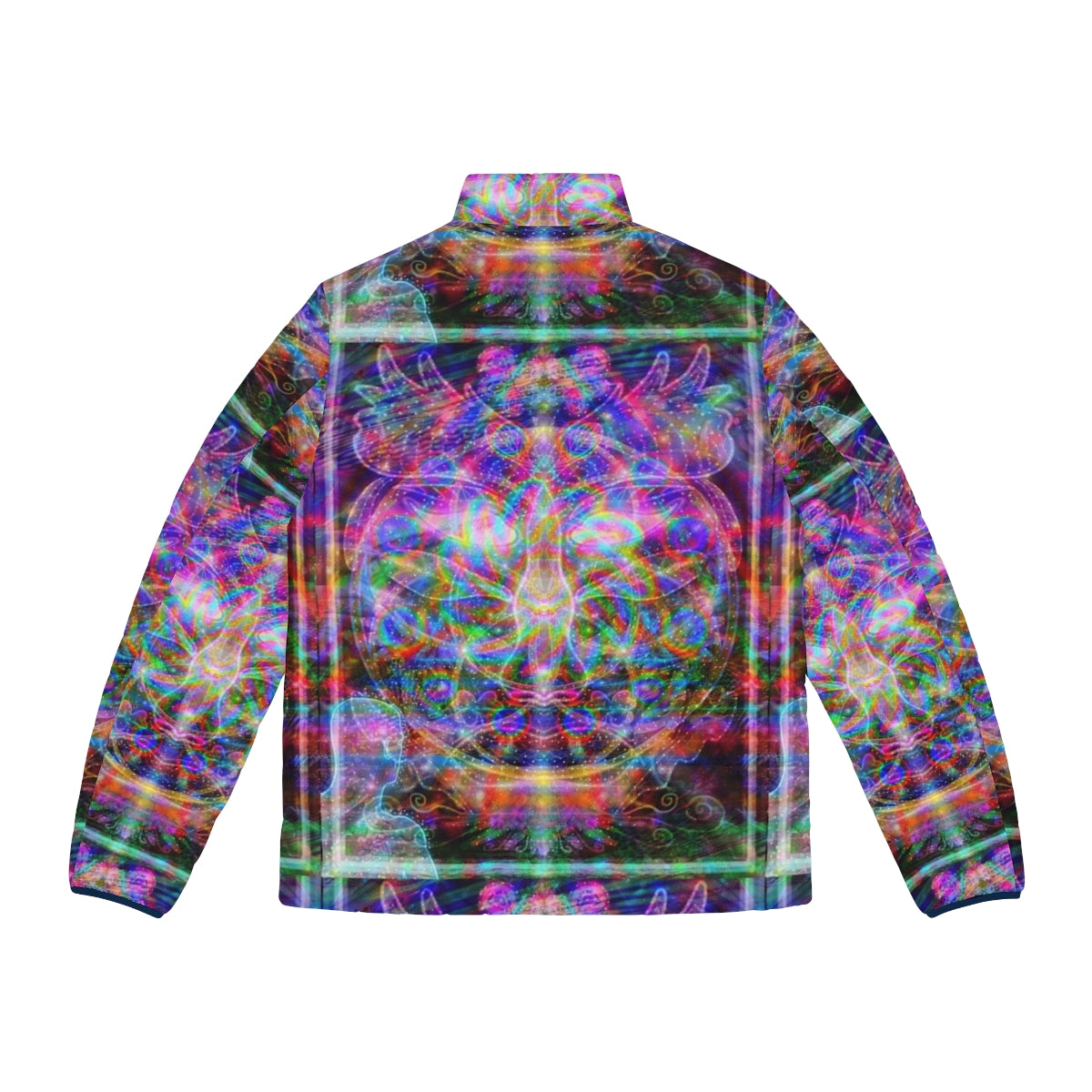 Metaphysical Realms Puffer Jacket - Visionary psychedelic clothing for the spiritual seeker - Back