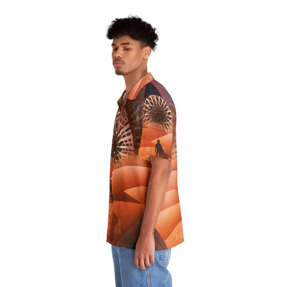 Dune-inspired Hawaiian shirt with sandworm and desert motifs - People Left