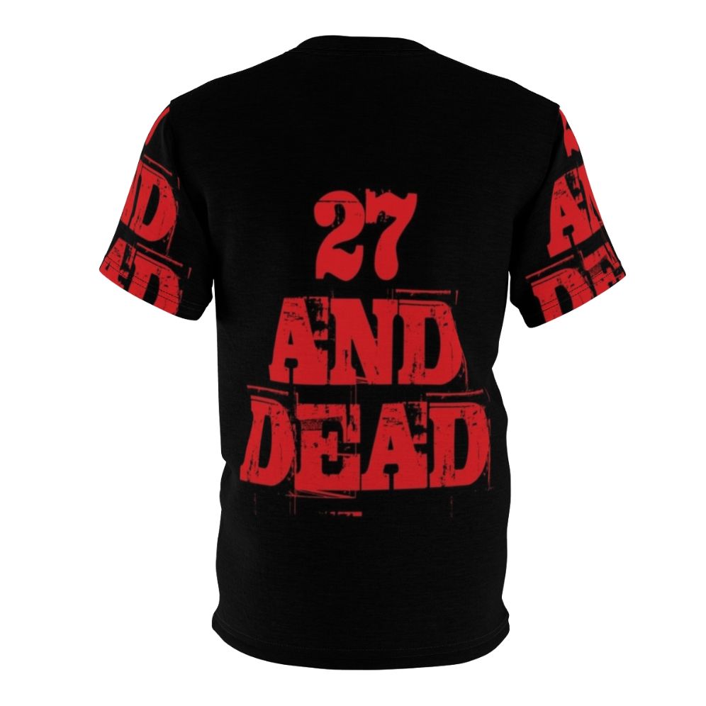 Retro t-shirt design featuring the text "27 And Dead" with a zombie-inspired graphic. - Back