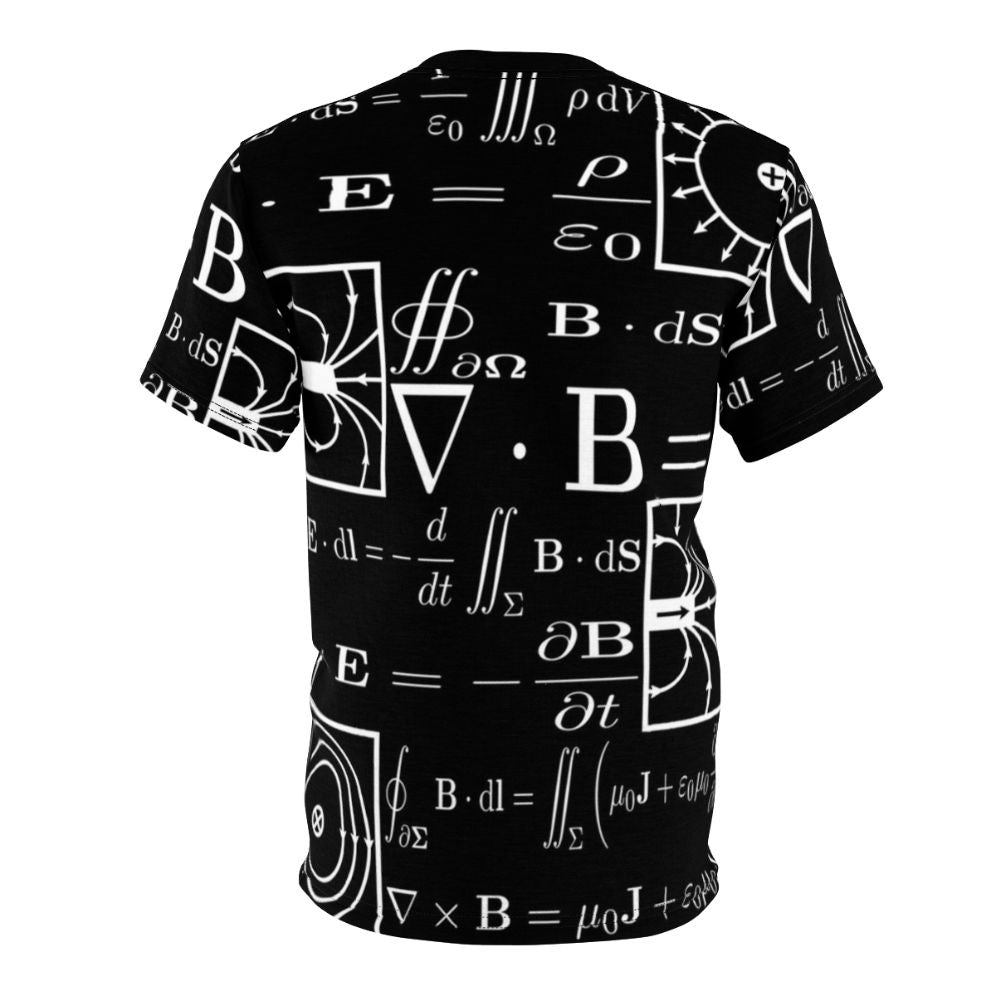 Maxwell's Equations science t-shirt featuring mathematical and physics icons - Back