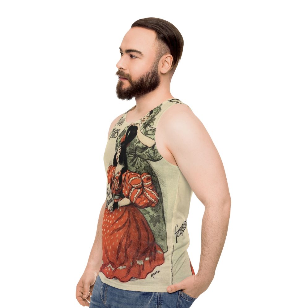 Parisian Belle Epoque Inspired Unisex Tank Top - men side