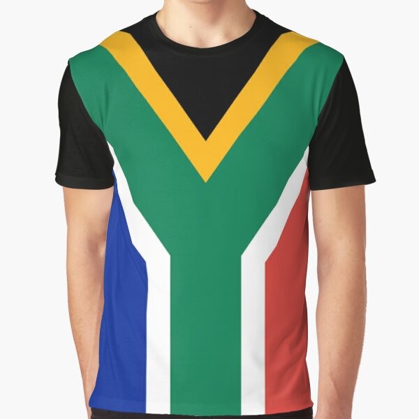 South Africa flag graphic printed on a t-shirt