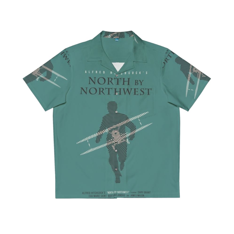 Alfred Hitchcock North By Northwest Hawaiian Shirt with classic movie graphics and tropical design