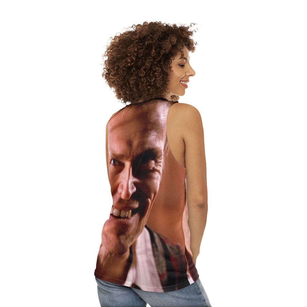 Unisex "Willem Is Happy" Tank Top featuring Willem Dafoe - women back