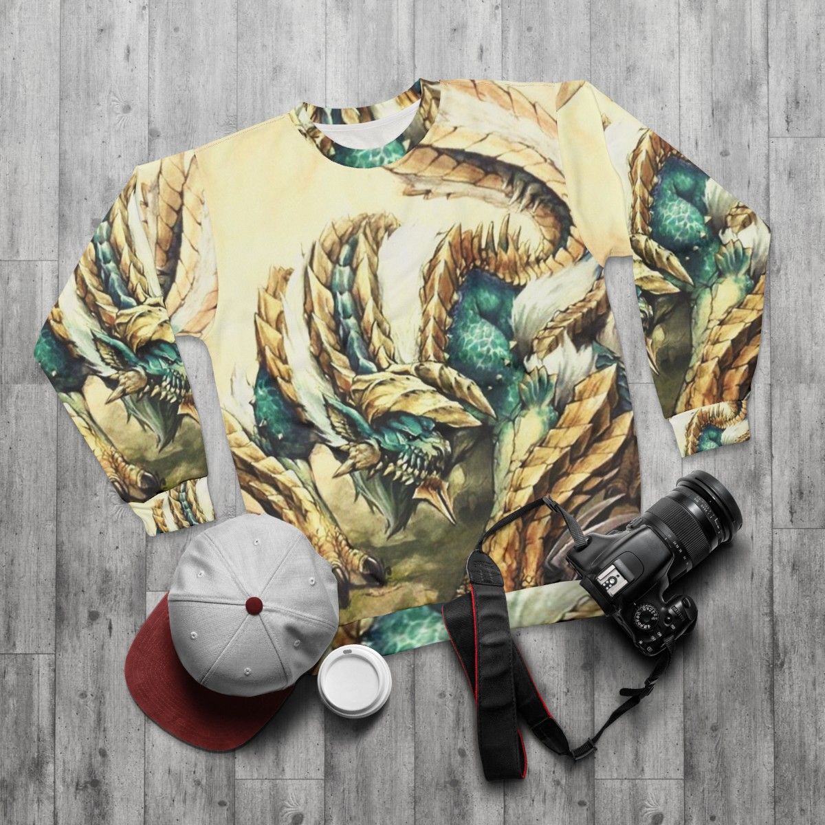 Monster Hunter Zinogre Roaring Thunder Sweatshirt - flat lay