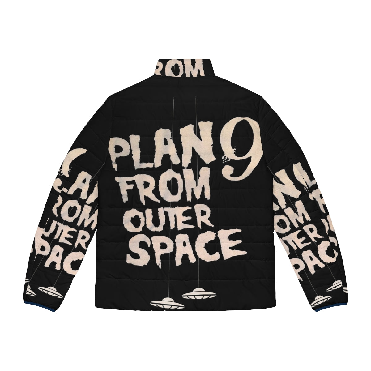 Vintage-inspired Plan 9 From Outer Space puffer jacket with sci-fi cult movie graphics - Back