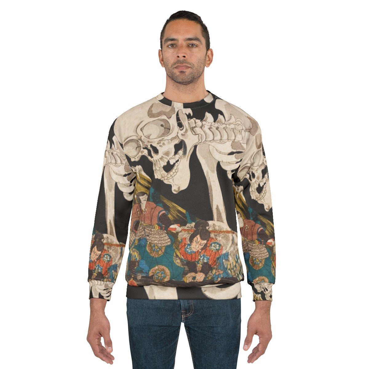 Skeleton Ghost Ukiyo-E Woodblock Print Sweatshirt - men