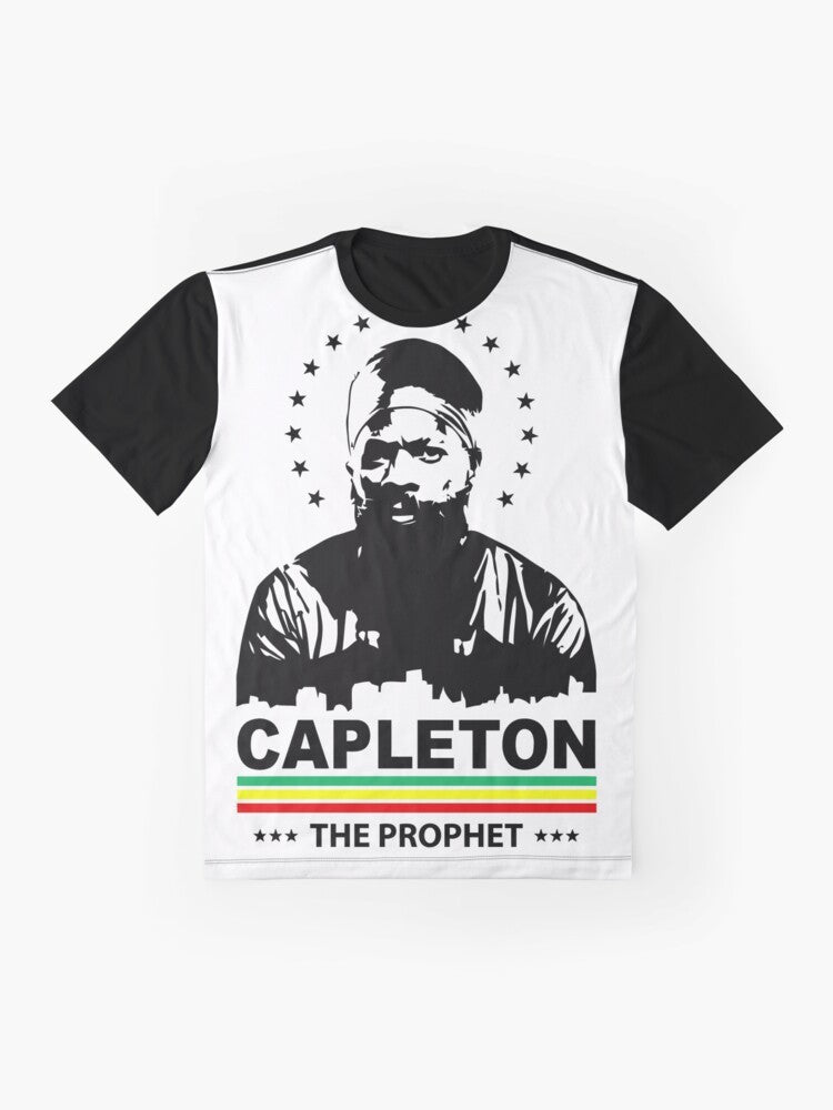 Vintage graphic t-shirt featuring The Reggae Prophet Capleton, a skinhead reggae boss design - Flat lay