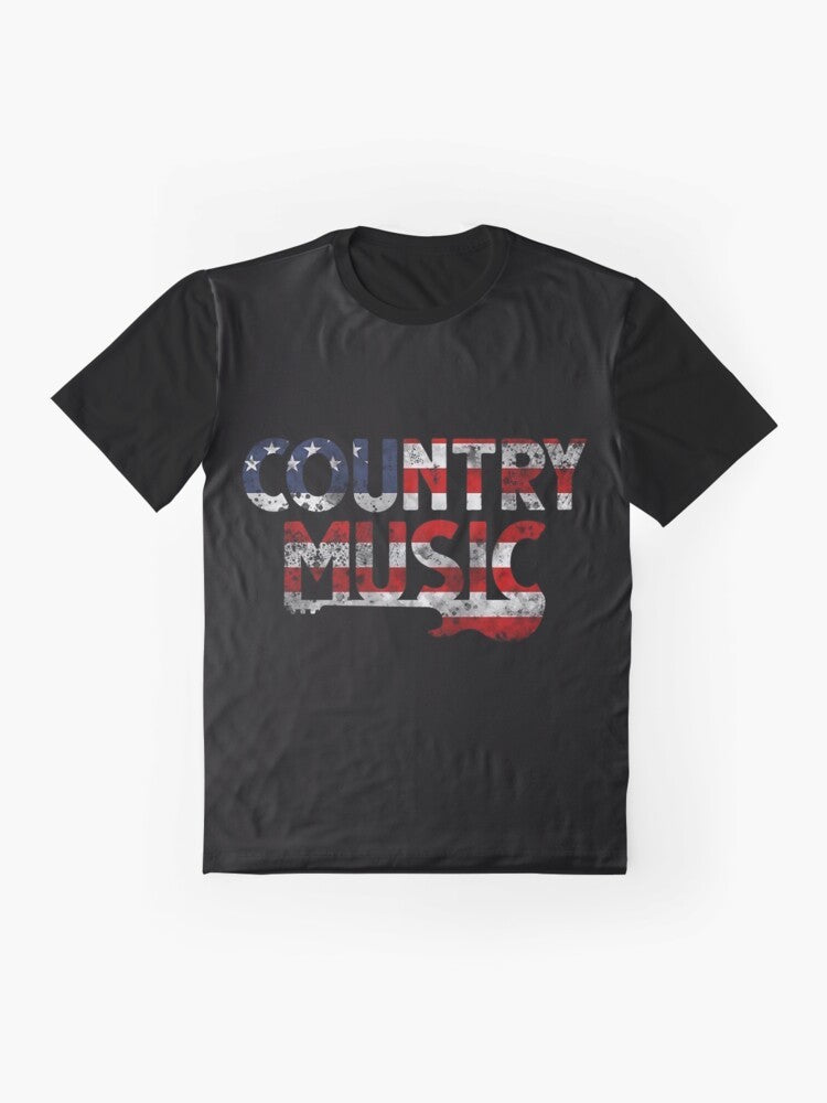 Vintage country music graphic with retro guitar and American flag design for line dancers - Flat lay