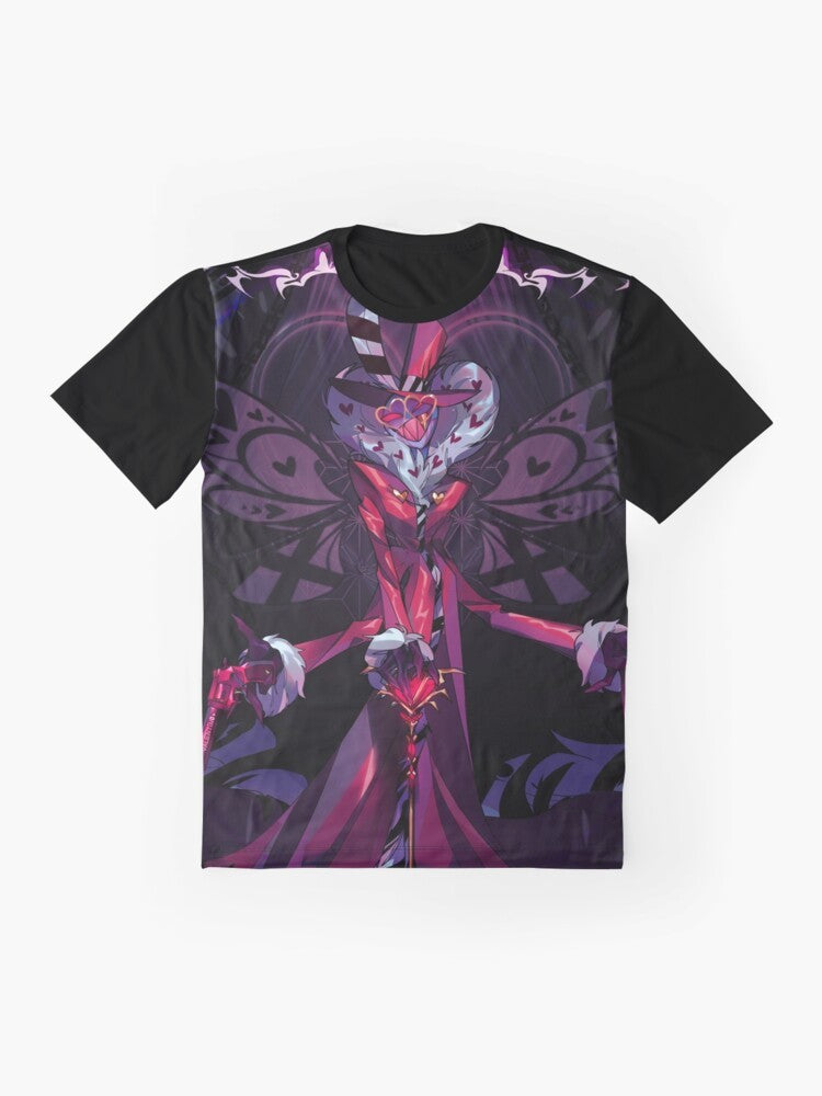 Hazbin Hotel Graphic T-Shirt featuring an anime-inspired design of the Hazbin Hotel characters - Flat lay