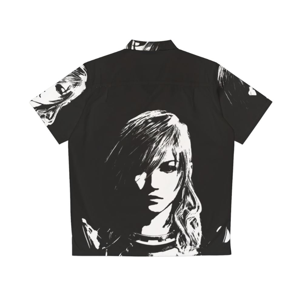 Final Fantasy XIII Lightning Character Black and White Hawaiian Shirt - Back