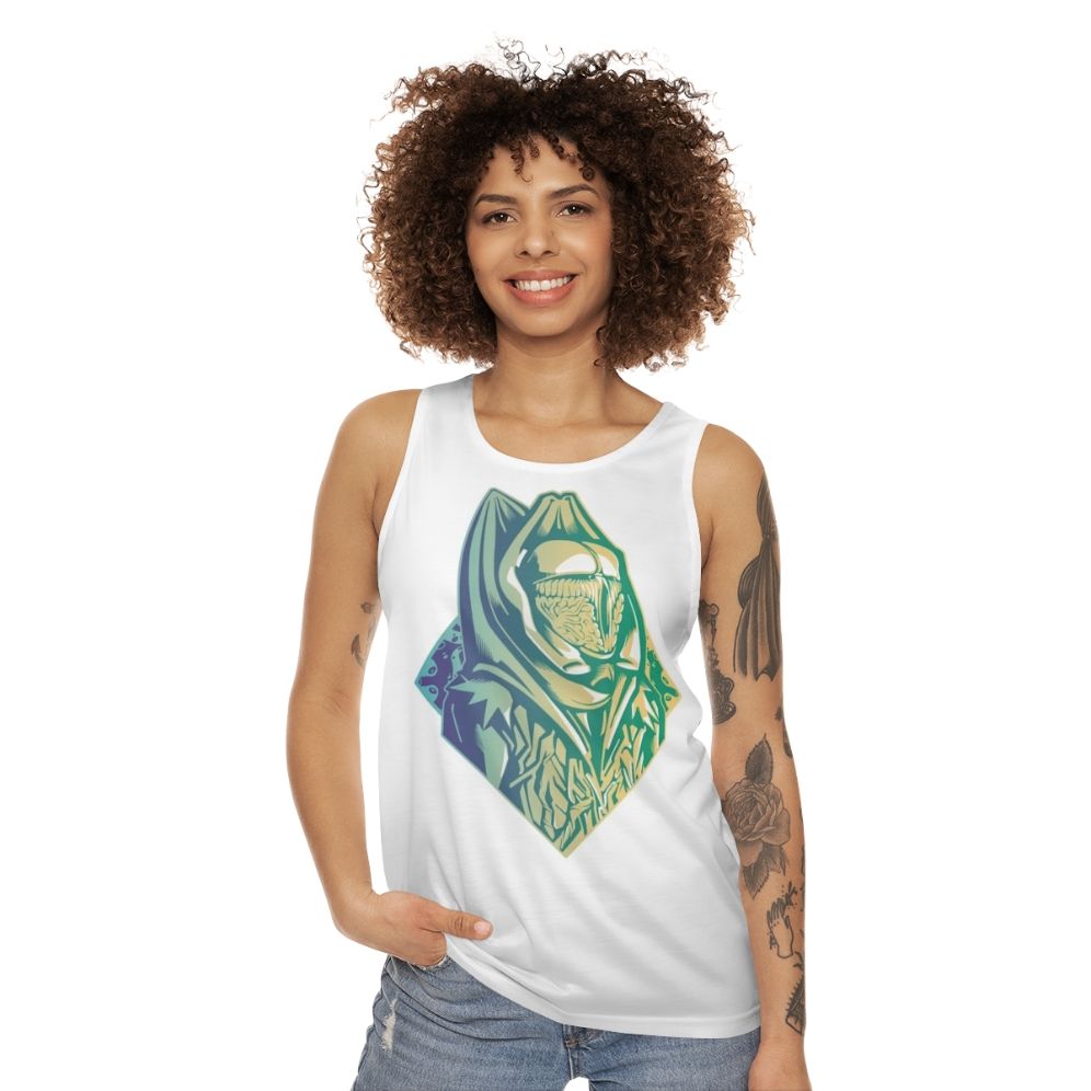 Sixth Doctor Who Unisex Tank Top with Retro Sci-Fi Design - women