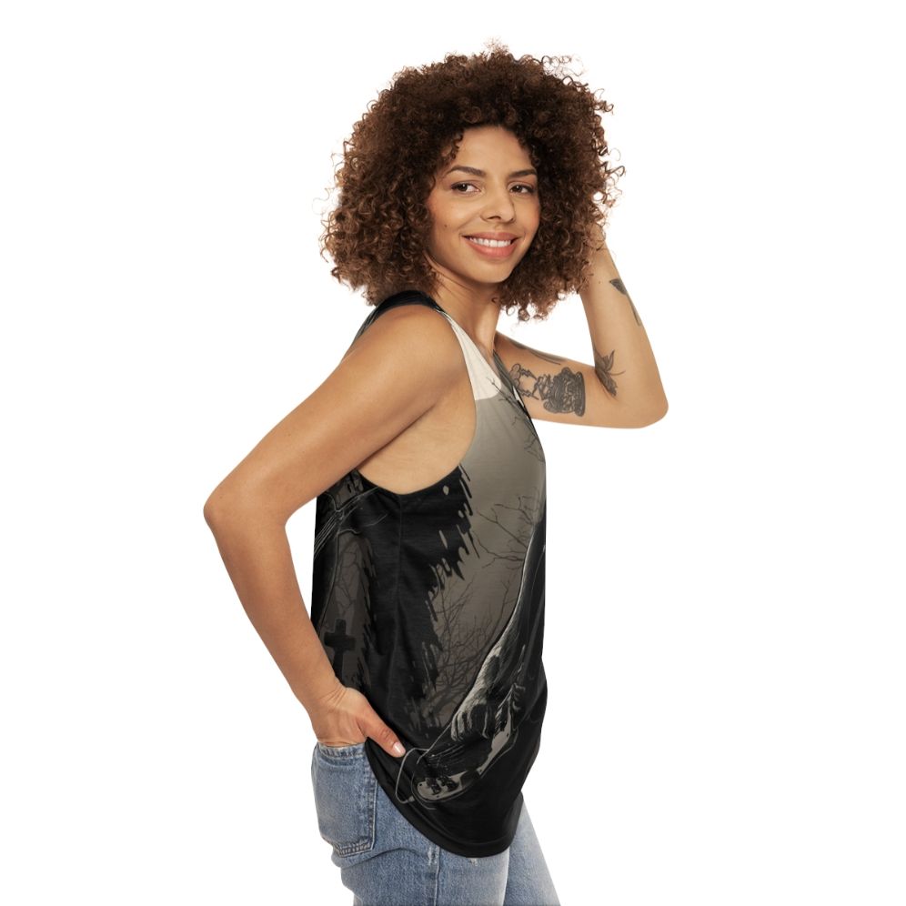 Midnight Rock Unisex Guitar Skull Tank Top - women side