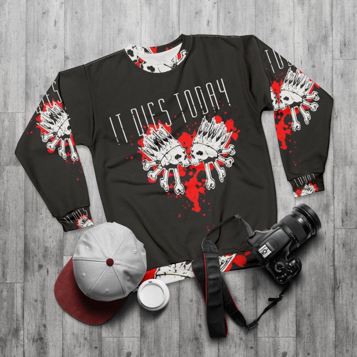 Metalcore Skull & Heart Sweatshirt - flat lay