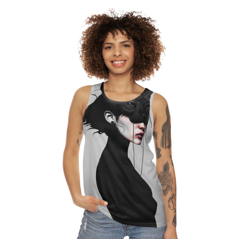 Moody portrait unisex tank top - women