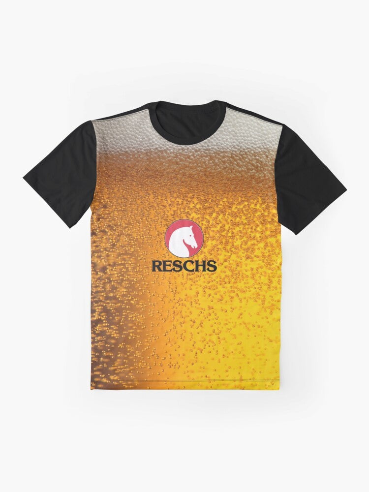 Scottish tartan horse graphic on a Reschs beer t-shirt - Flat lay