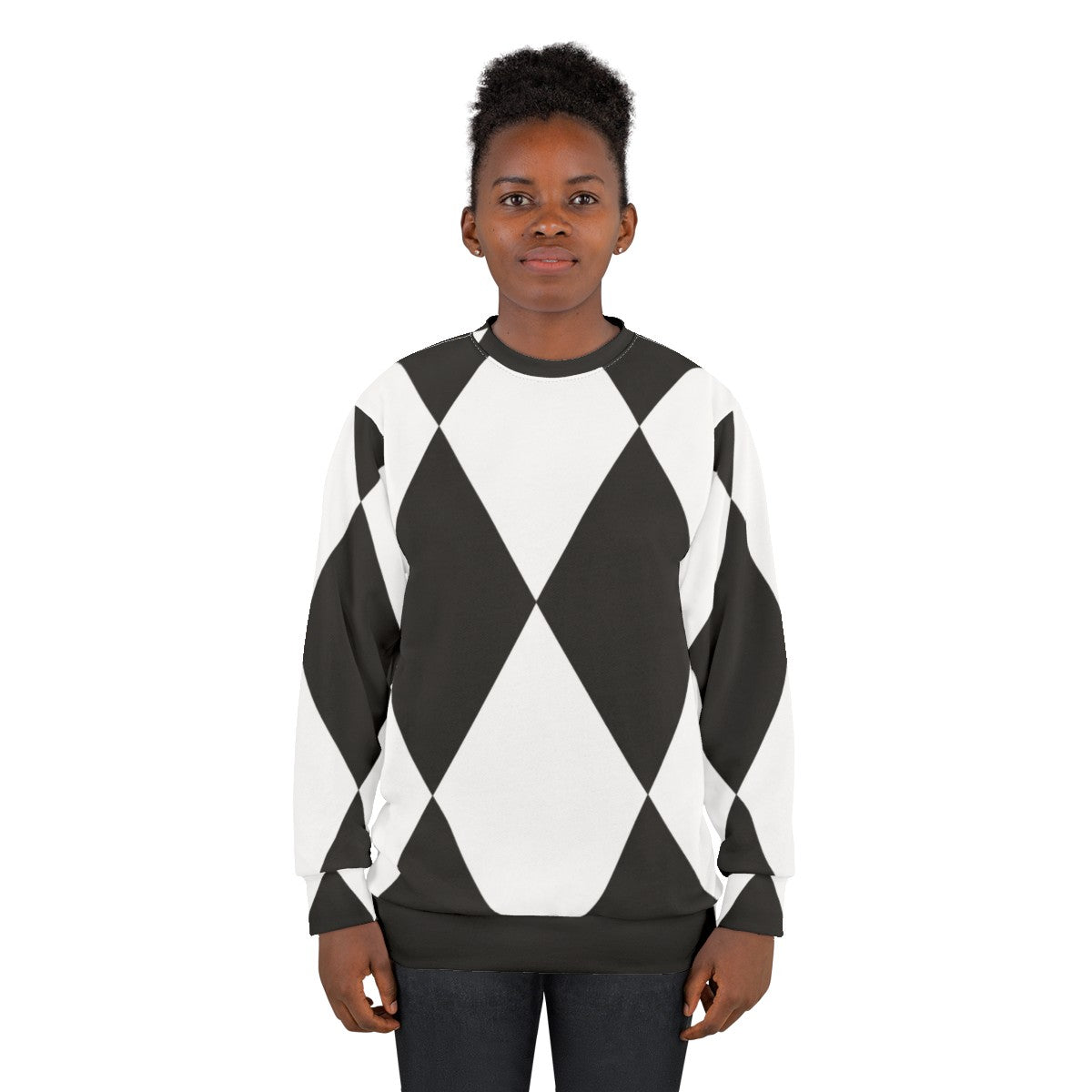 Harlequin black and white graphic pattern sweatshirt - women